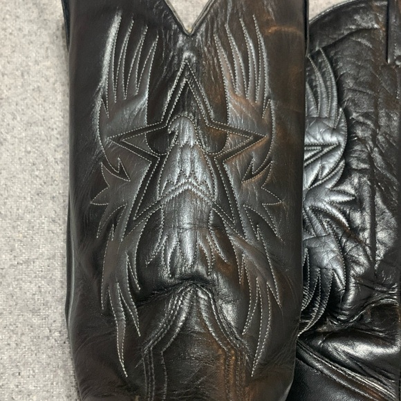 Boulet Cowboy Western Boots Men's Size 10 1/2  2E Black Eagle Leather Canada - Picture 2 of 16